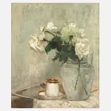 Johanna von Aufsess, "Weiße Rosen", Öl auf Leinwand