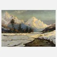 Max Brüning, "Winter im Stubaital", Öl auf Leinwand