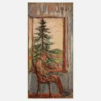 Alexander Gerbig, Am Fenster, Öl auf Sperrholz