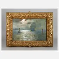 Alfred Jansen, Nächtlicher Hamburger Hafen, Öl auf Leinwand