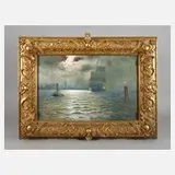 Alfred Jansen, Nächtlicher Hamburger Hafen, Öl auf Leinwand