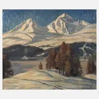 Elfriede Jungk, Wintertag in den Alpen, Öl auf Leinwand