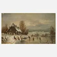 Willi Kant, "Eisvergnügen", Öl auf Holz
