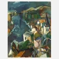 Werner Kausch, "Landschaft am Lot", Öl auf Leinwand und Keilrahmen