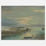 Walther Klemm, "Schilfernte auf dem Eise"