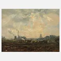Hans Kortengräber, "Industrielandschaft am Ruhrgebiet", Öl auf Platte