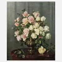 Emil Lindeman, Rosenstillleben, Öl auf Leinwand
