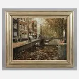 Karl Mohr, "Prinsengracht in Amsterdam", Öl auf Malplatte