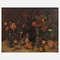 Tafelstillleben by P. v. d. Oudenhoven, Öl auf Leinwand, sold Sep 2024