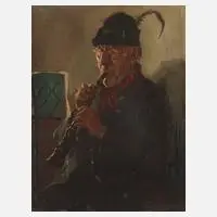 August Roeseler, Klarinettenspieler, Öl auf Leinwand und Keilrahmen