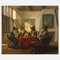 Ernst Stierhof, Gesellige Runde, Öl auf Leinwand
