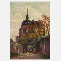 Gottfried Trimborn, Werner-Kapelle in Oberwesel, Öl auf Leinwand und Hartfaserplatte