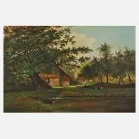 Karel Wagner, Bauernhofidyll, Öl auf Leinwand