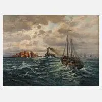 Paul Hermann Wolff, Kutter vor Helgoland, Öl auf Leinwand