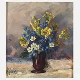 Blumenstillleben by Helena Zezulova Bizkova, Öl auf leicht strukturierter Malmappe, sold Sep 2024