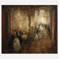 Ludwig Gschossmann, Festliche Ballszene, Öl auf Leinwand