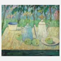 Karl Müller, Sommerliches Stillleben, Öl auf strukturierter Platte