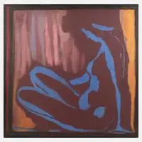 Kurt Lauber, Frauenakt-Silhouette, Öl auf Hartfaserplatte
