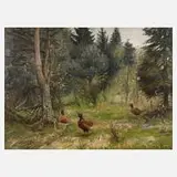 Willi Lorenz, Fasane am Waldrand, Öl auf Leinwand