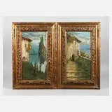 Andrea Mairani, Zwei mediterrane Landschaften, 1925, Öl auf Leinwand