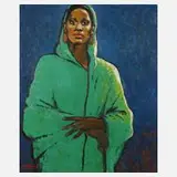 Ger van Norden, die Sängerin "Nina Simone", Öl auf Leinwand und Spanplatte