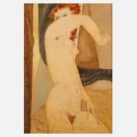 Mara Rikmane, Damenakt, 1990, Ölmalerei mit etwas kubistisch anmutender Flächengestaltung