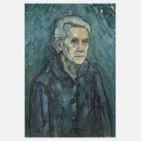 Edwin Salomon, Expressives Damenportrait, 1958, Öl auf Malkarton