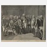 Georg Fried. J. Frentzel, Ziethen vor seinem König, Kupferstich auf Bütten