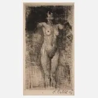 "Weiblicher Akt II" by Emil Orlík, 1898, sold Sep 2024