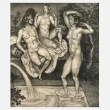 Joseph von Divéky, Drei Akte an der Quelle, 1887, Kreidelithographie