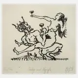Uwe Pfeifer, "Satyr und Nymphe", Lithographie