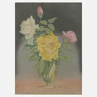 Carl Thiemann, Rosenstillleben, Farbholzschnitt auf Japanpapier