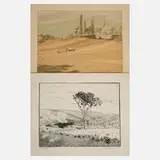Hans Richard von Volkmann, Paar Landschaftsdarstellungen, Farblithographie