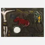 Marc Chagall, "Rotes Pferd vor nächtlichem Himmel", Farblithographie