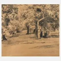 "Obstgarten" by Lovis Corinth, Kreidelithographie, sold Sep 2024