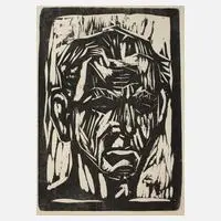 Selbstbildnis by Otto Dix, Holzschnitt, sold Sep 2024