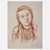 Oskar Kokoschka, "Trudl", Lithographie in Rötel