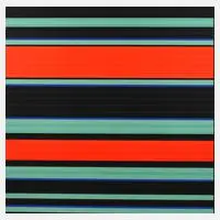 Parameter/Streifenbild by Günter Fruhtrunk, Farbsiebdruck auf leichtem Karton, sold Sep 2024