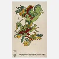 Charles Lapique, Plakat Olympische Spiele München, Farblithographie auf Velin