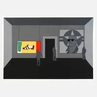 Tomislav Laux, "Museum in Köln", 1972, Farbserigraphie auf leichtem Karton