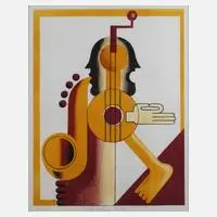 Hans Ticha, "Musiker", 2006, Farblithographie