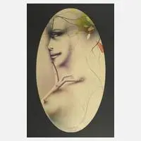 Paul Wunderlich, Profil im Oval, Farblithographie