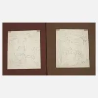 Anselm Feuerbach, Zwei Bewegungsstudien, Bleistift auf leicht bläulichem Papier