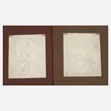 Anselm Feuerbach, Zwei Bewegungsstudien, Bleistift auf leicht bläulichem Papier