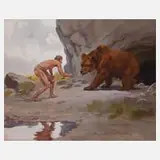 Franz Jung-Isenheim, "Höhlenbär", Mischtechnik