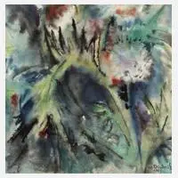 Werner Diedrich, Gartenstück, 1949, Aquarell auf kräftigem Japanpapier