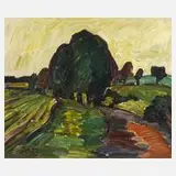 Fredo Bley, Sommerabend, Öl auf Hartfaserplatte