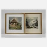 Willy Becker, Paar Erzgebirgsansichten, Aquarelle über Blei auf Aquarellkarton