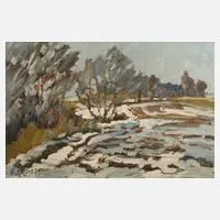 Fredo Bley, Winterlandschaft, Öl auf bräunlicher Malplatte