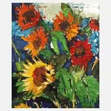 Günter Fink, "Strauß mit Sommerblumen", Öl auf Leinwand